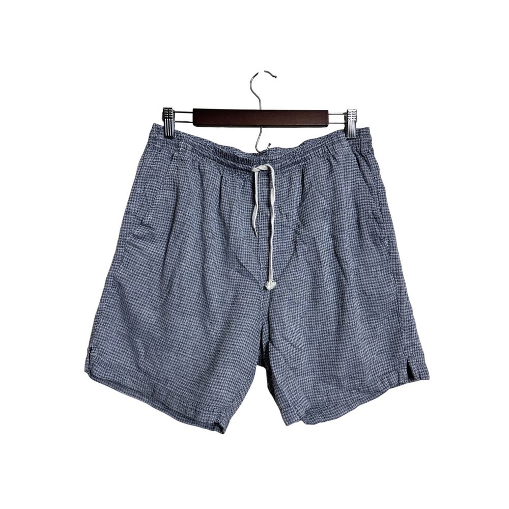 Schnayderman's Melange Check Linen Blend Drawstring Shorts size L